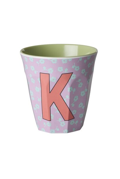 Melamine beker letter K Flowers medium 250ml