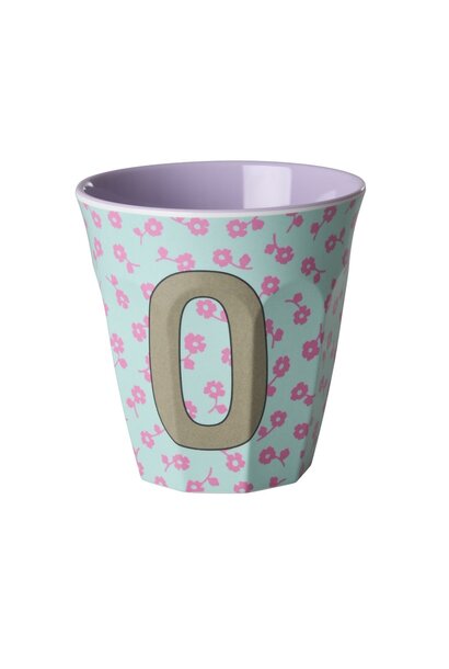 Melamine beker letter O Flowers medium 250ml