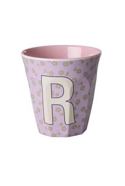 Melamine beker letter R Flowers medium 250ml