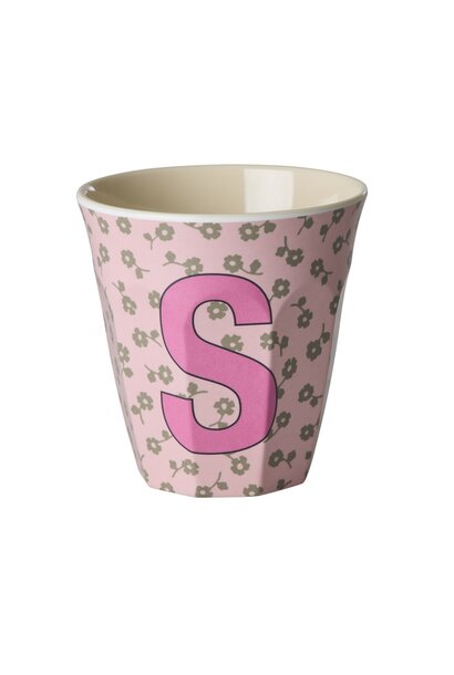 Melamine beker letter S Flowers medium 250ml