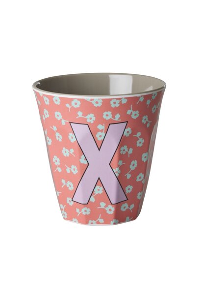 Melamine beker letter X Flowers medium 250ml
