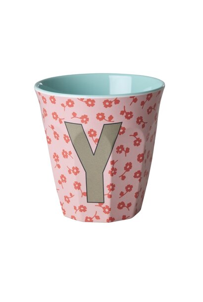 Melamine beker letter Y Flowers medium 250ml