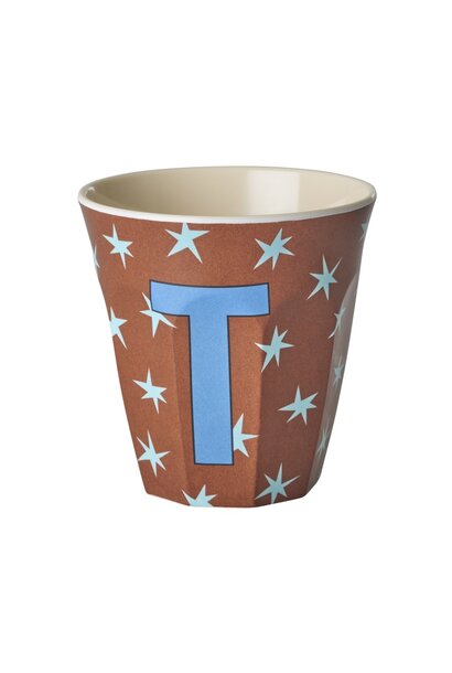 Melamine beker letter T Stars medium 250ml