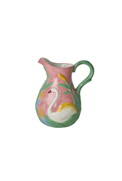 Kan / vaas aardewerk Swan / Zwaan coral