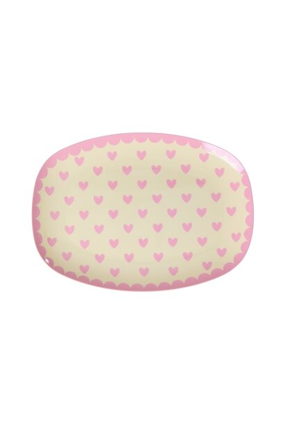 Melamine ovaal bord small Favorite Hearts dark pink
