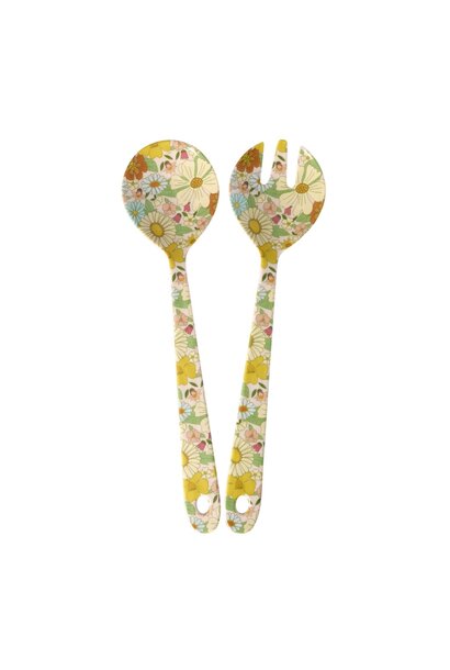 Melamine salade bestek Flower Power set/2