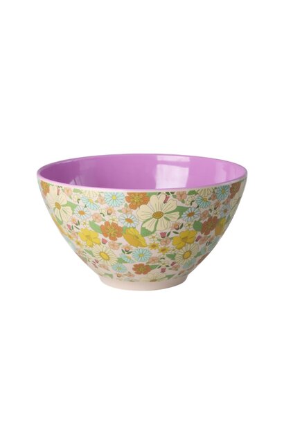 Melamine salade kom Flower Power pink 2,5ltr