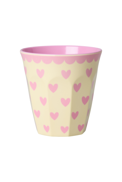 Melamine beker medium Favorite Hearts dark pink 250ml