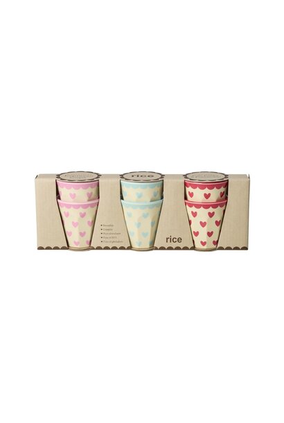 Melamine espresso beker Favorite Hearts assorti set/6 80ml