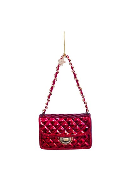 Ornament glas bordeaux opal fashion bag H5.5cm - in giftbox