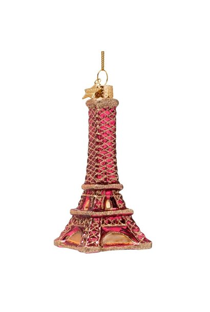 Ornament glas burgundy Eiffel tower H12cm - in giftbox