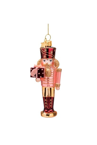Ornament glas pink/ burgundynutcracker H16.5cm - in giftbox