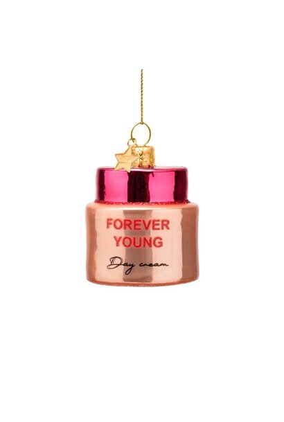 Ornament glas powder pink day cream H5cm - in giftbox