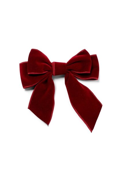 Velvet strik / bow with clip burgundy 20cm set/2