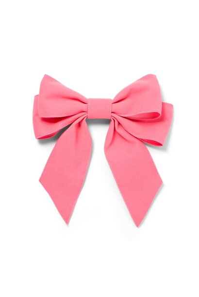 Velvet strik / bow with clip light pink 20cm set/2