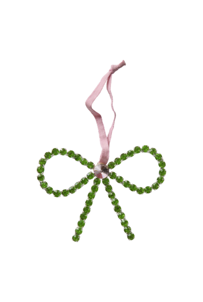 Kersthanger Strik /Bow Christmas Gem Stone Ornament green