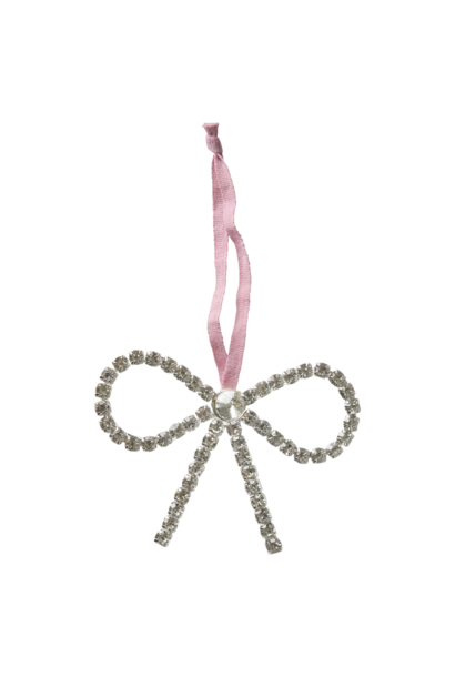 Kersthanger Strik /Bow Christmas Gem Stone Ornament silver