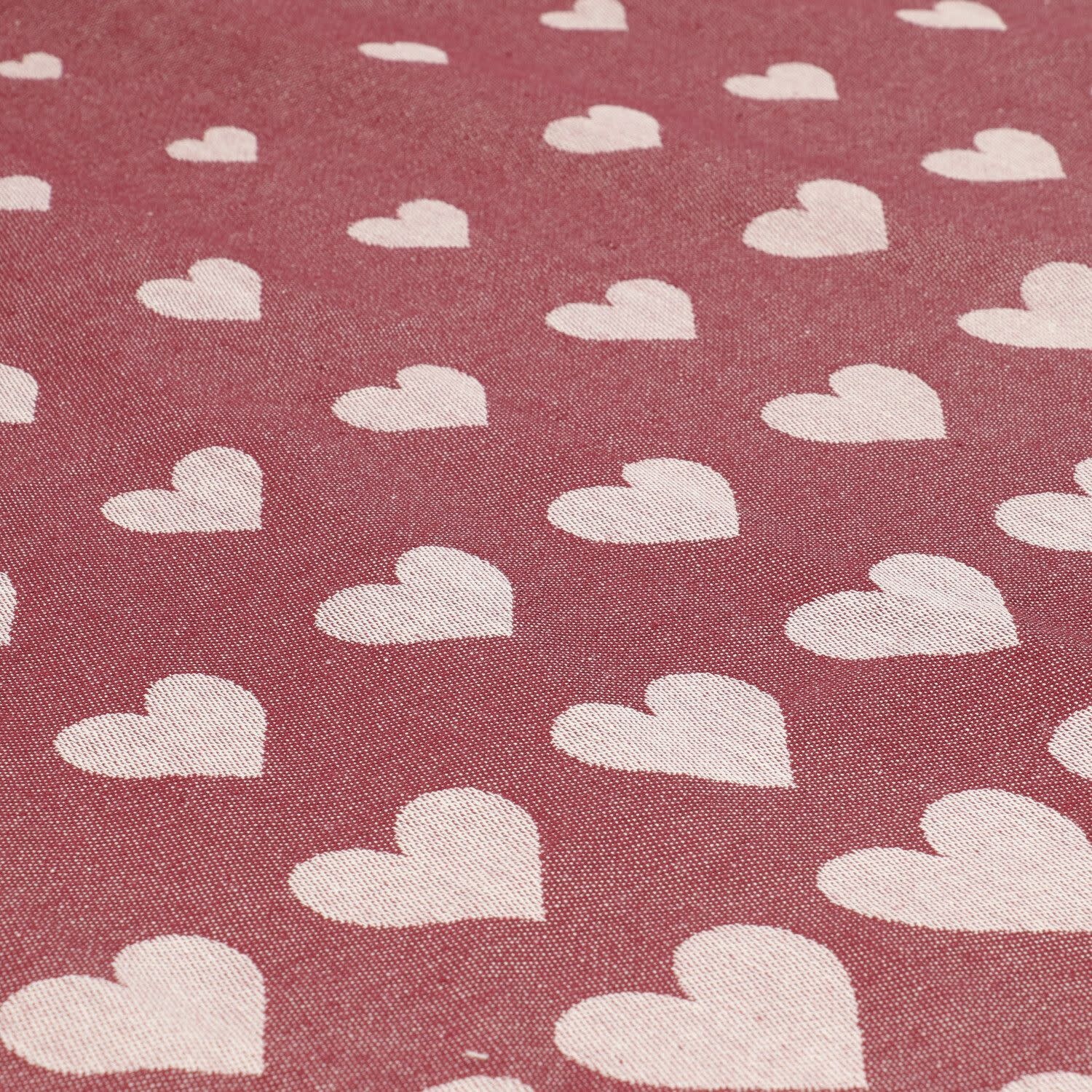 Theedoek Hearts burgundy GOTS-3