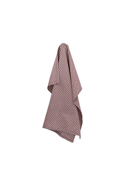 Theedoek Small Check burgundy GOTS