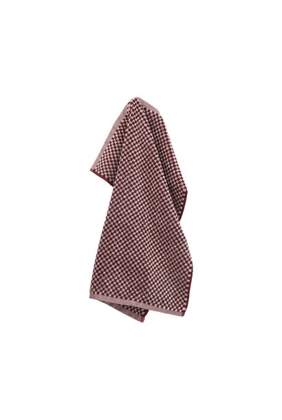 Keuken handdoek Small Check burgundy GOTS