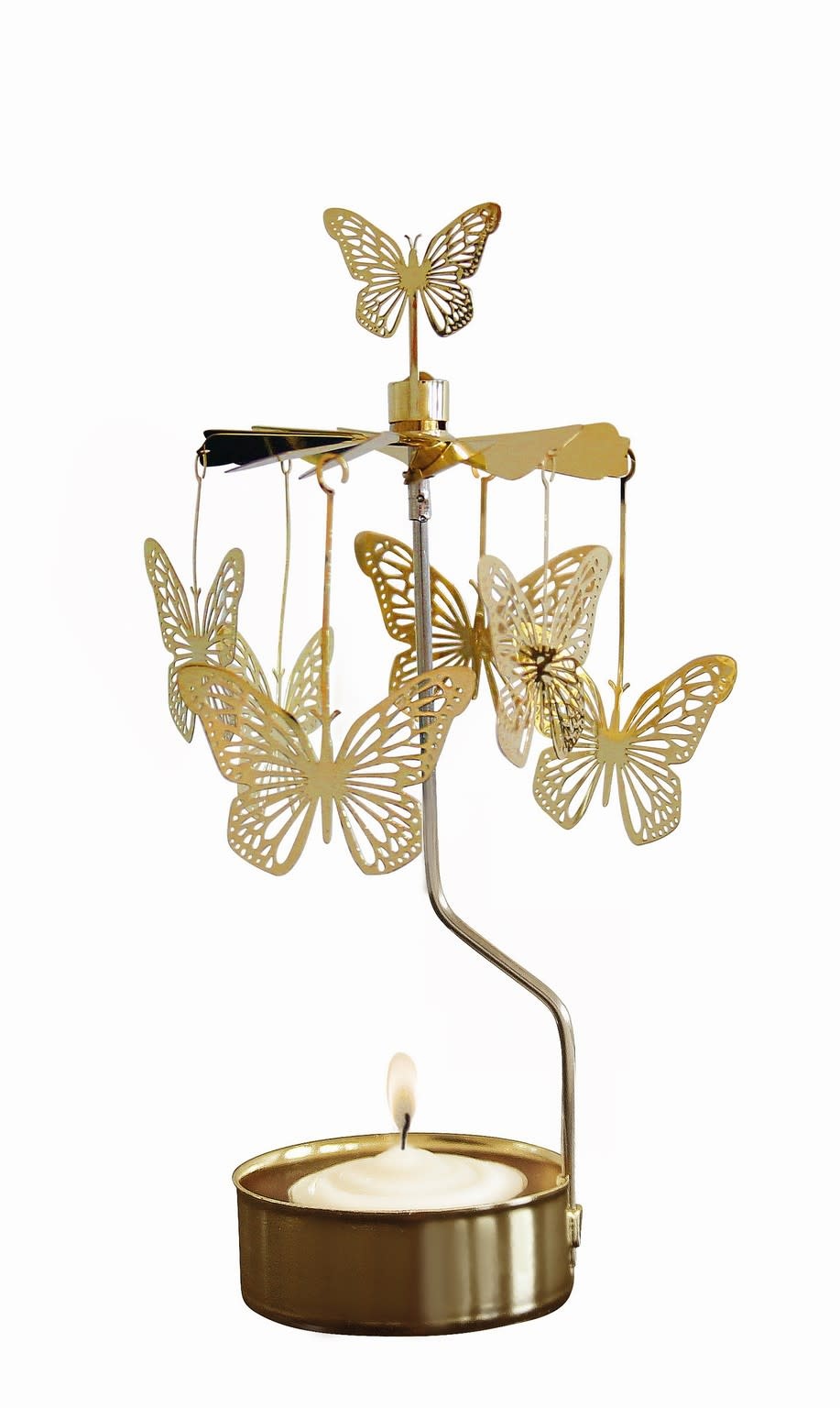 Theelicht houder draaiend / Angel chime Butterfly gold-1