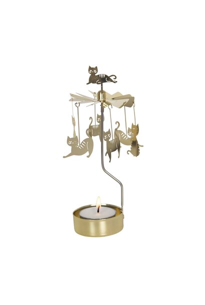 Theelicht houder draaiend / Angel chime Cat family