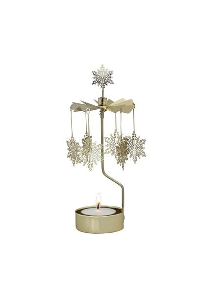 Theelicht houder draaiend / Angel chime Snowstar gold