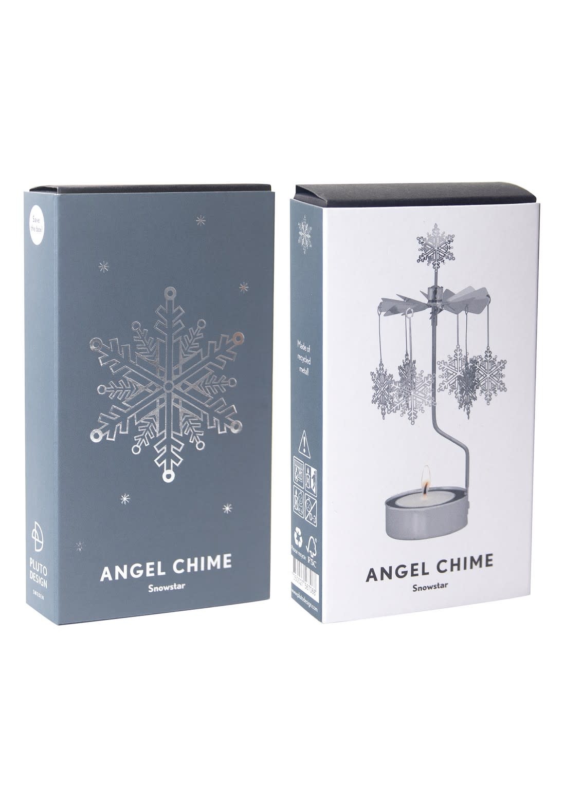 Theelicht houder draaiend / Angel chime Snowstar silver-3