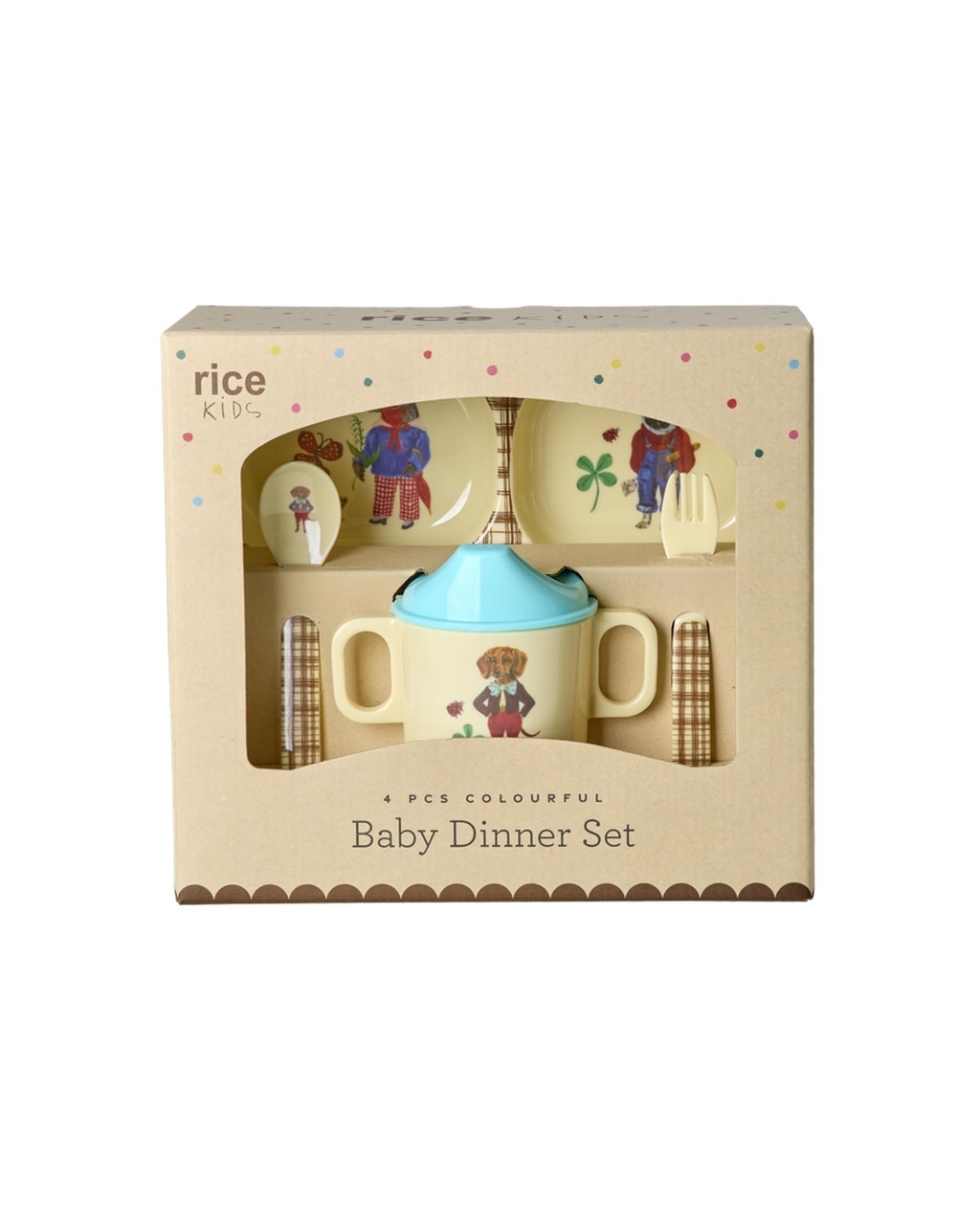 Melamine Baby dinner set Nathalie Lete brown - set/4 in giftbox-1