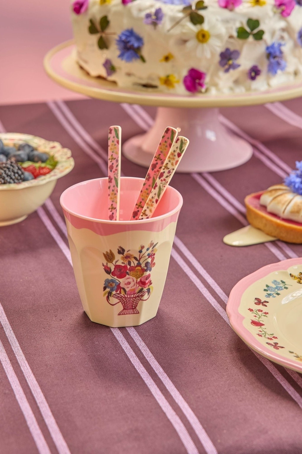 Melamine beker medium Nathalie Lete neon pink 250ml-2