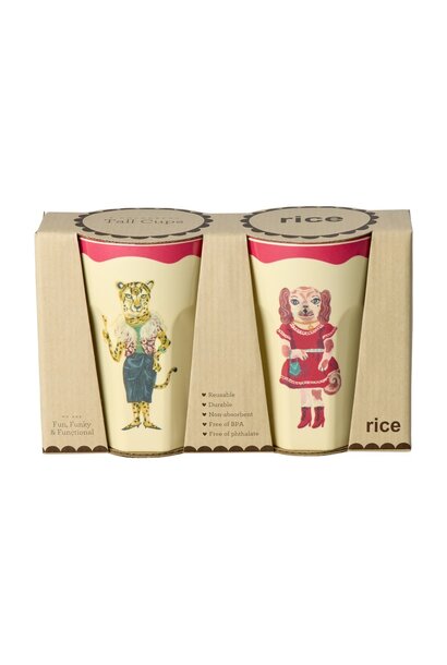 Melamine Tall beker giftbox set/2 Nathalie Lete red kiss 400ml