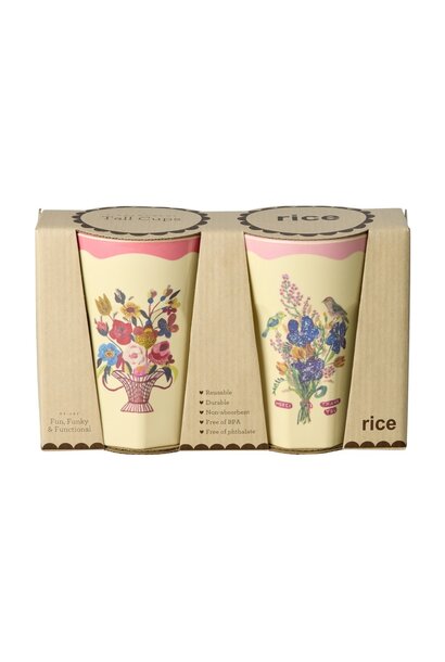 Melamine Tall beker giftbox set/2 Nathalie Lete pink 400ml