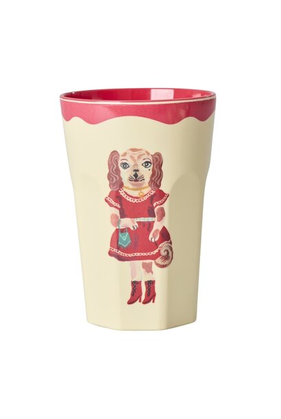 Melamine Tall beker Nathalie Lete red kiss - dog 400ml