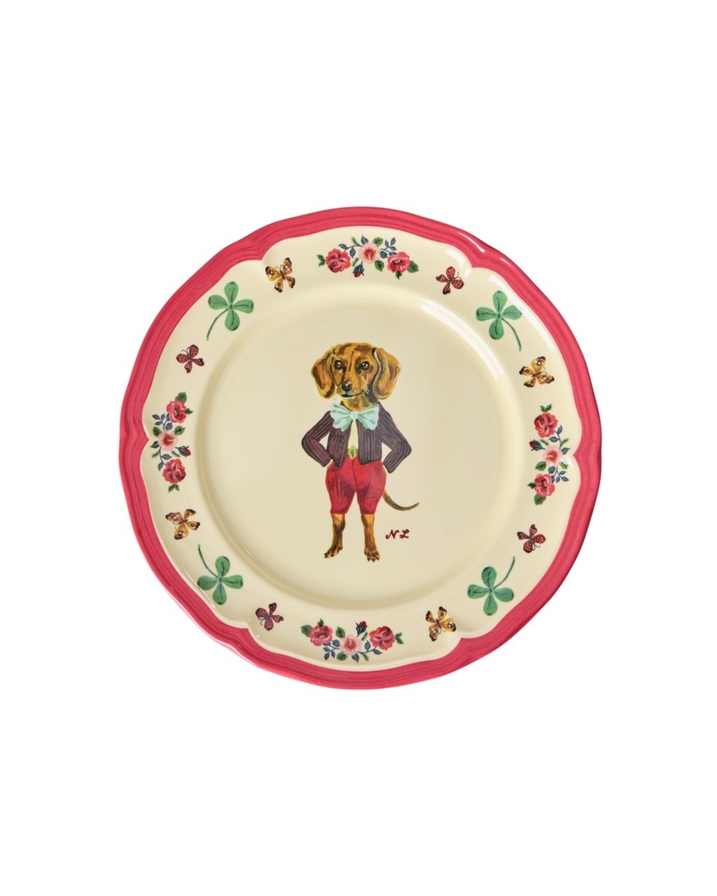 Melamine lunch bord Vintage Nathalie Lete red-1