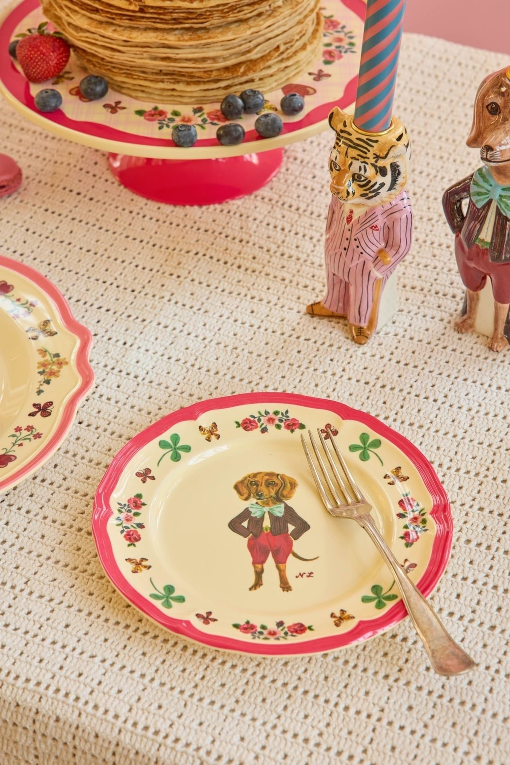 Melamine lunch bord Vintage Nathalie Lete red-2