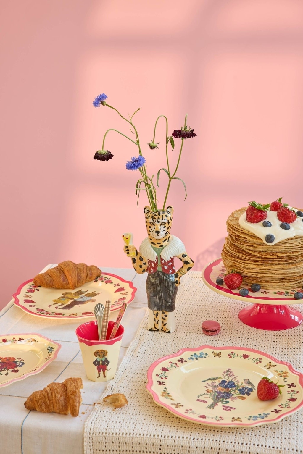 Melamine diner bord Vintage Nathalie Lete neon pink-2