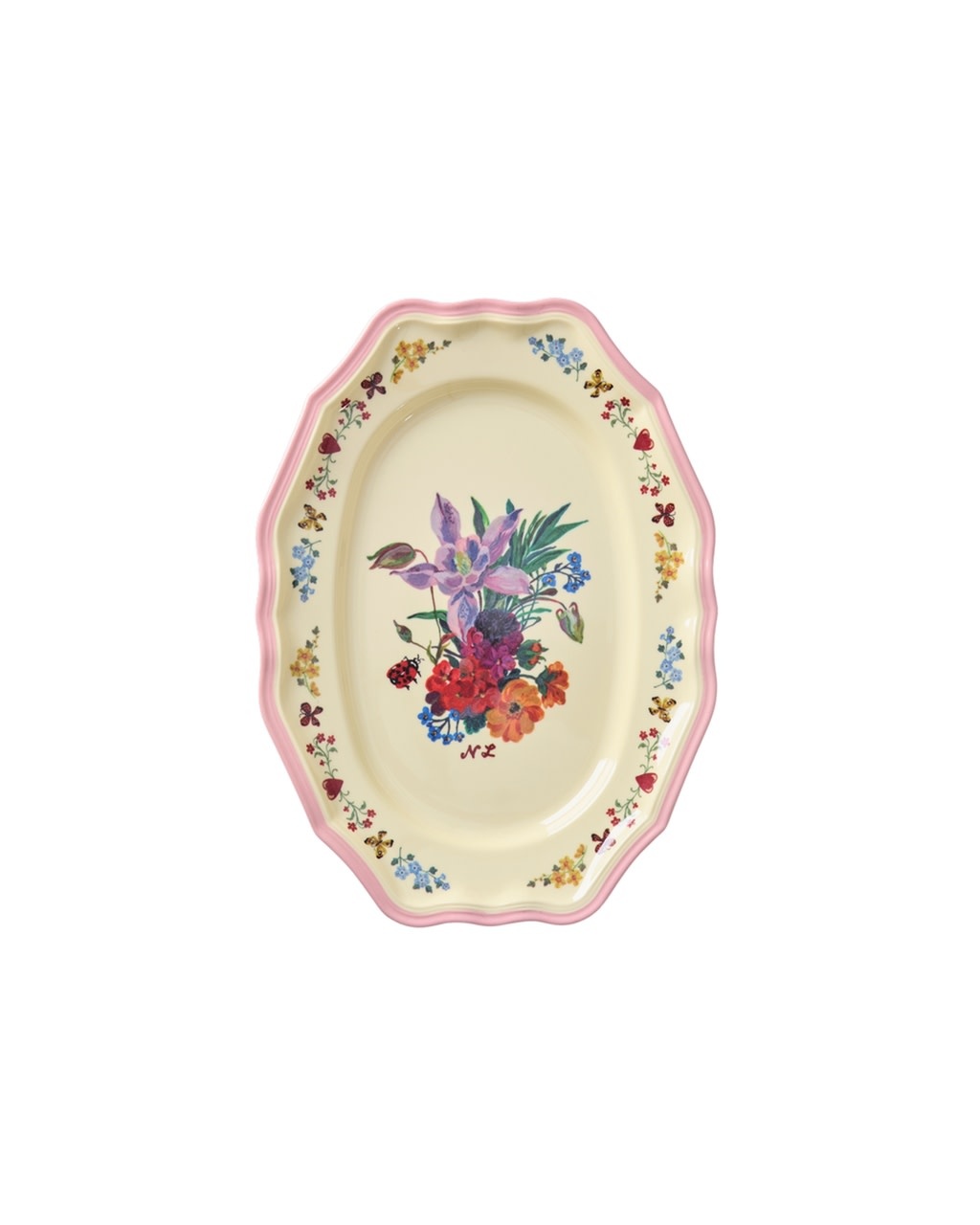 Melamine ovale serveer schaal small Vintage pink-1
