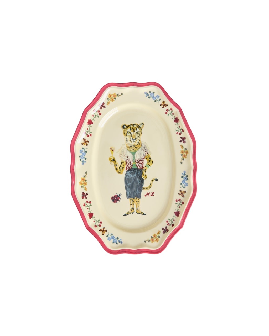 Melamine ovale serveer schaal small Vintage Nathalie Lete red kiss-1