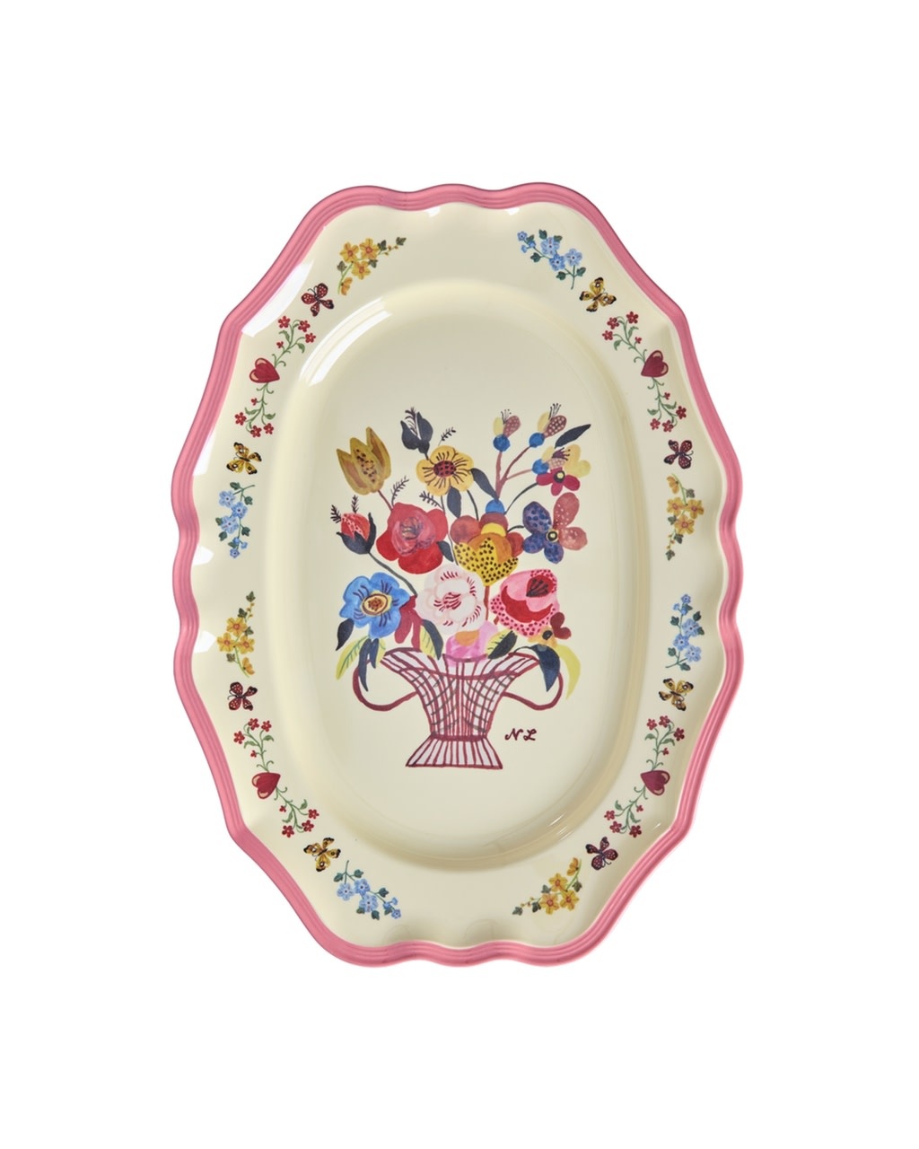 Melamine serveer schaal large Vintage Nathalie Lete neon pink-1