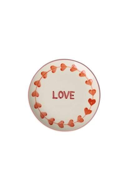 Gebaks bord LOVE D:15cm  - handpainted aardewerk