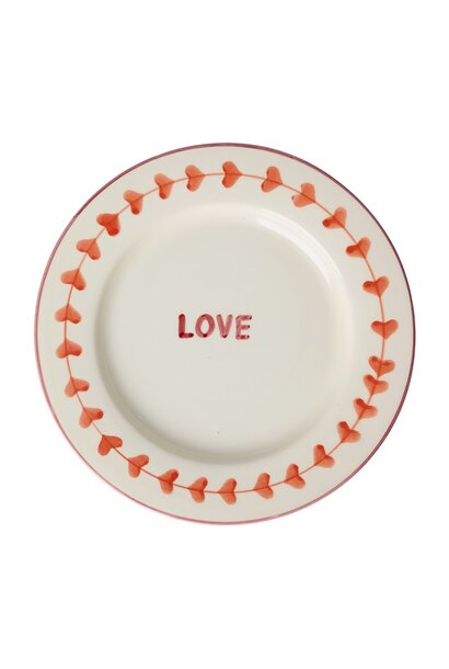 Diner bord LOVE D:26cm - handpainted aardewerk