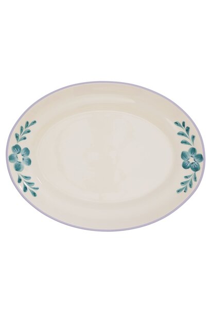 Serveer schaal large Green Flower Vine - hand painted aardewerk