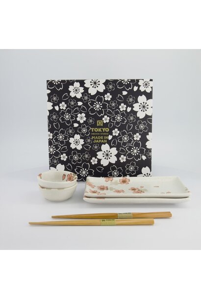 Sushi giftset Sakura white set/6 - 22x13x2cm & 8.5x3.4cm