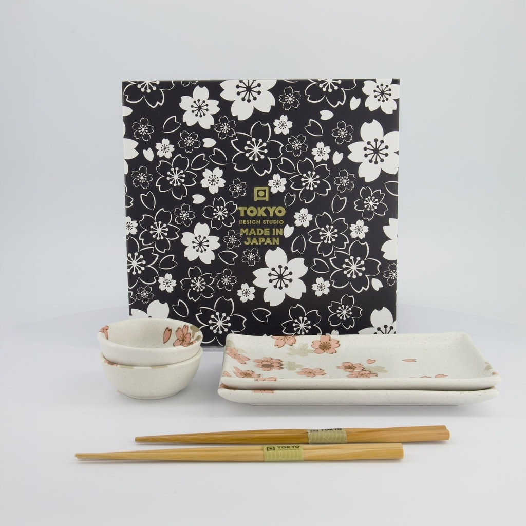 Sushi giftset Sakura white set/6 - 22x13x2cm & 8.5x3.4cm-1