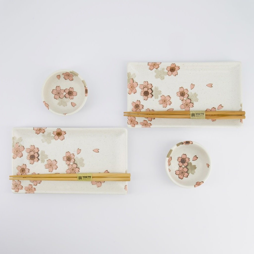 Sushi giftset Sakura white set/6 - 22x13x2cm & 8.5x3.4cm-2