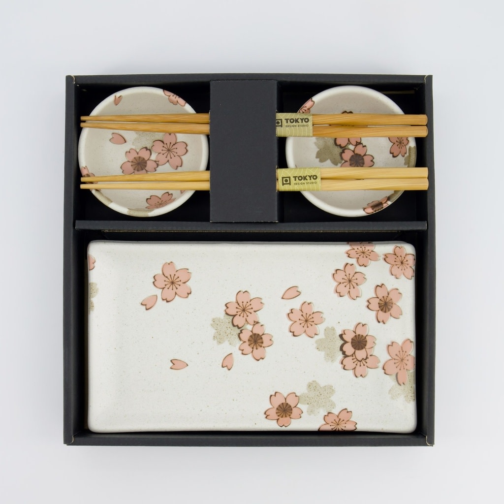 Sushi giftset Sakura white set/6 - 22x13x2cm & 8.5x3.4cm-3