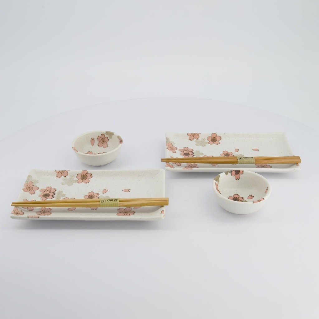 Sushi giftset Sakura white set/6 - 22x13x2cm & 8.5x3.4cm-4