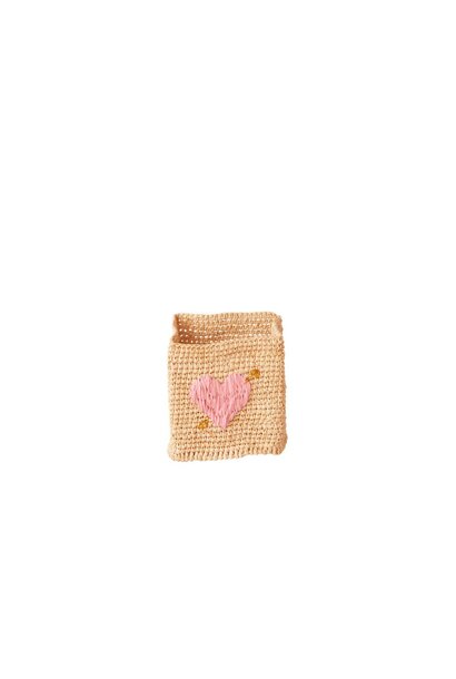 Raffia vierkant mandje Heart small