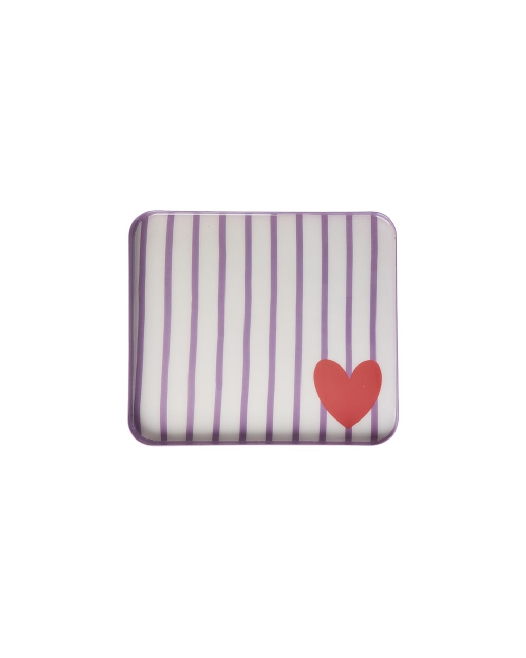Dienblad metaal small rechthoek white met purple stripes - heart - 21.5x18.5cm-1