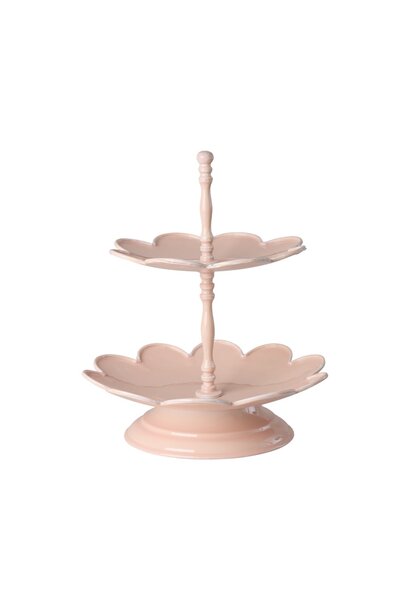 Etagere Flower shape, 2 hoog soft pink - metaal